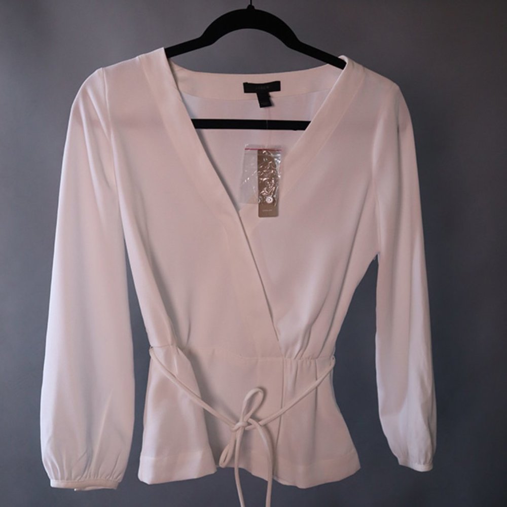 J Crew Wrap Cinched Waist Blouse